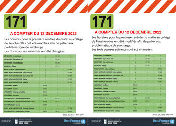 Photo de INFORMATION MODIFICATIONS HORAIRES LIGNE 171